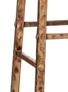 Taburete Redondo de Bronce con Patas de Bronce Forjado y Martillado