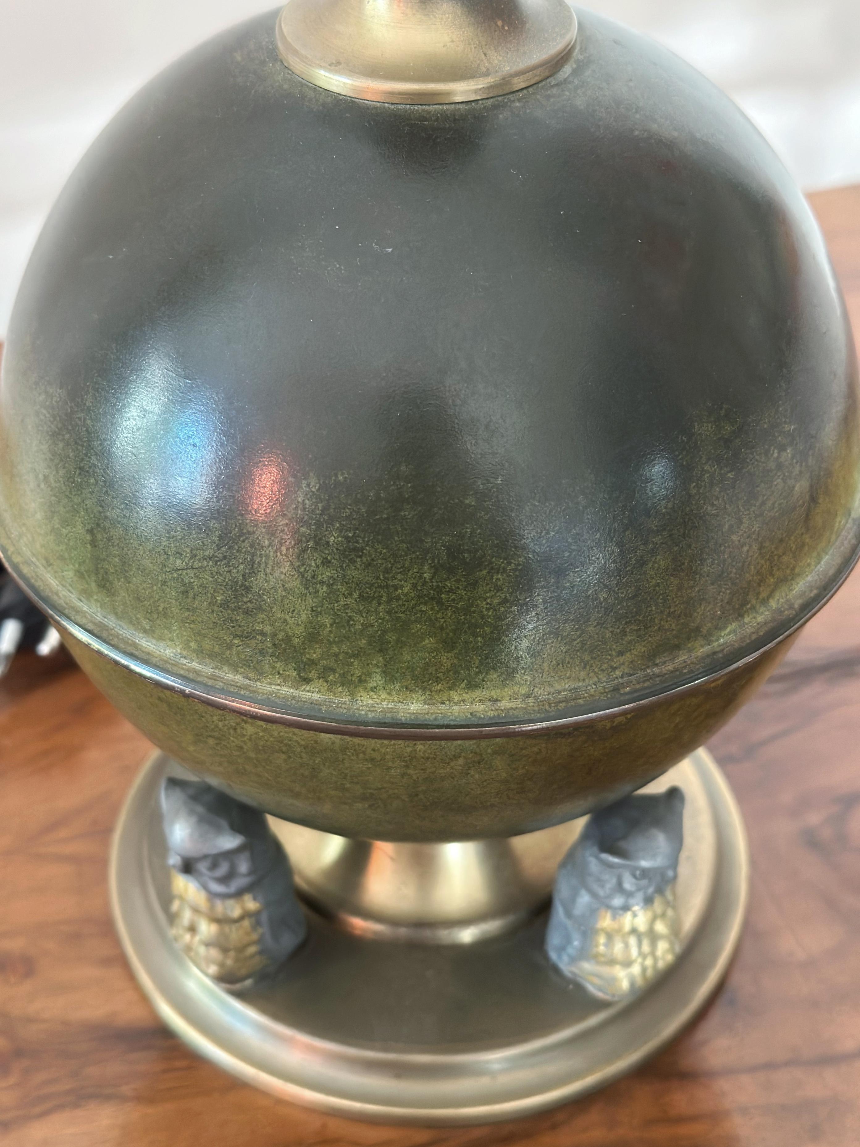 Round Bronze Table Lamp, 1930s Swedish Art Deco For Sale 2