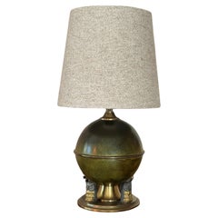 Round Bronze Table Lamp, 1930s Swedish Art Deco