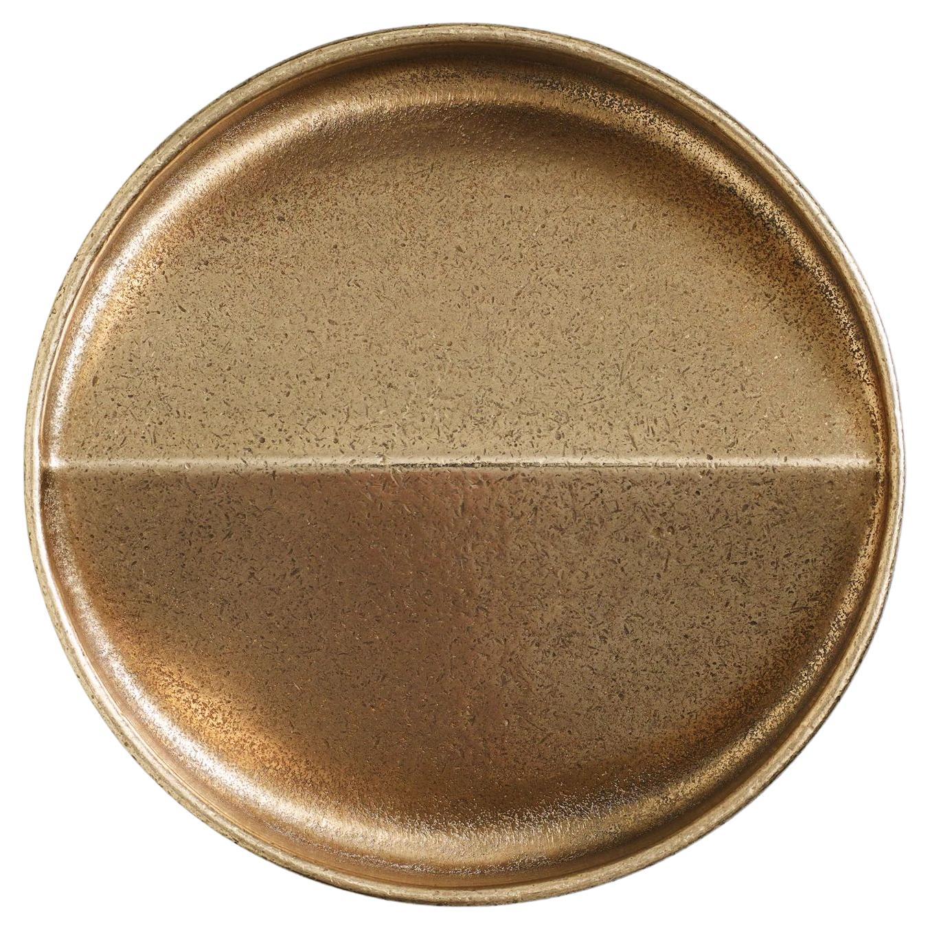 Plat contemporain en bronze doré Vide Poche Rond XL by Henry Wilson