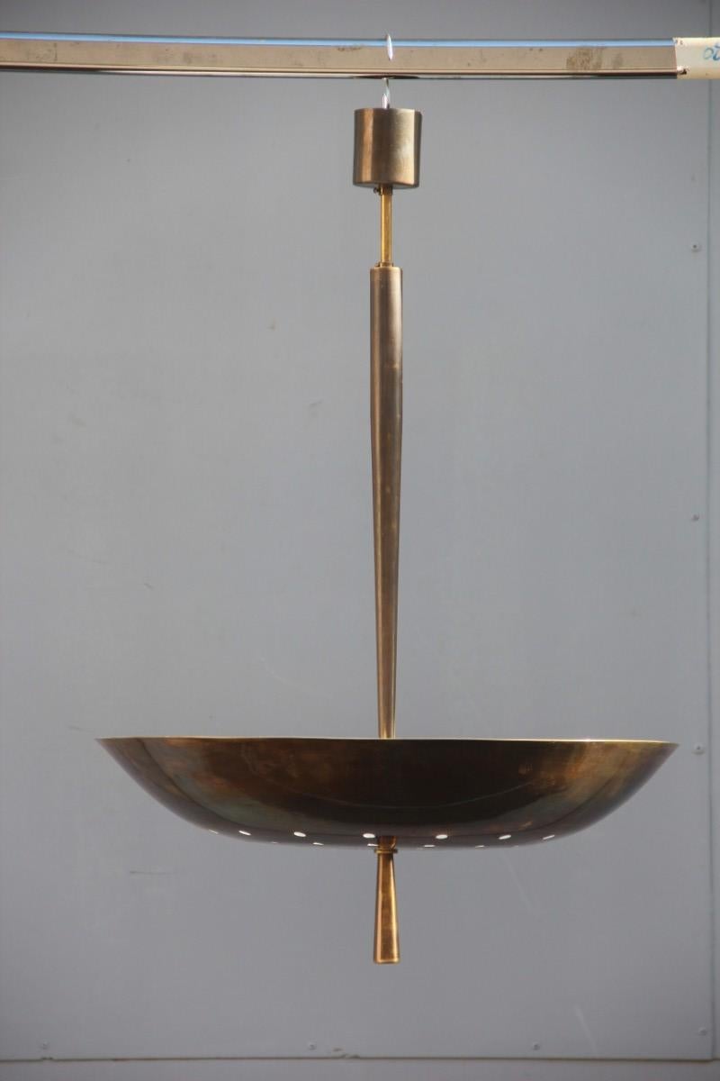 Round Bronzed Modern Italian Chandelier Style Arteluce Arredoluce Metal Brass 8