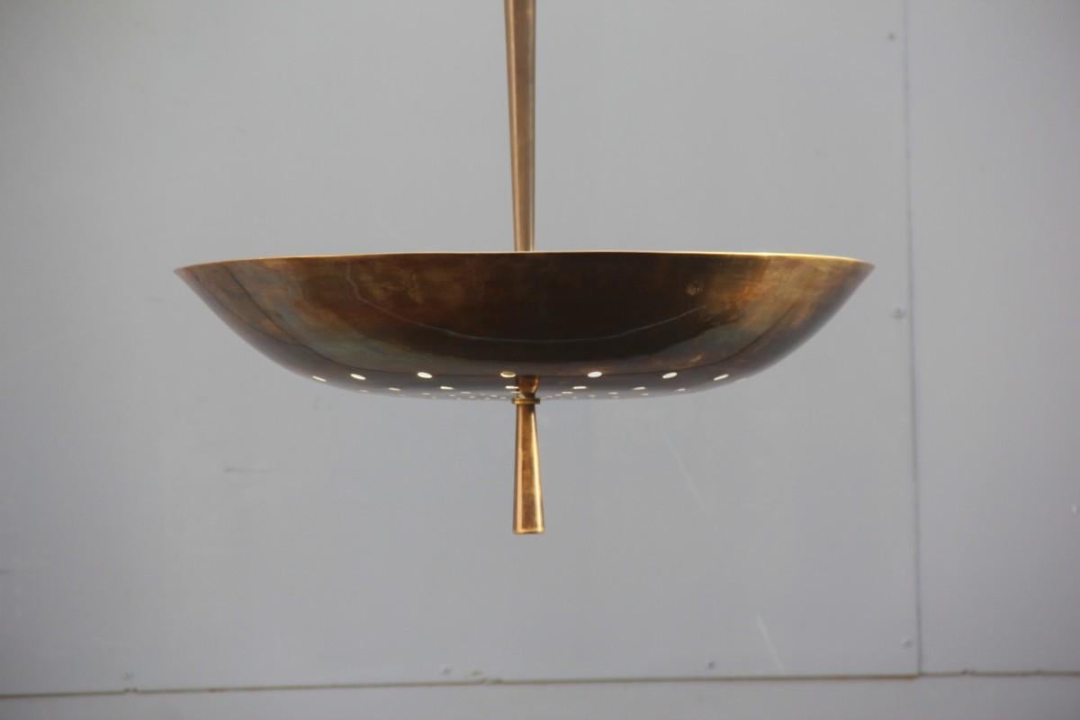 Round Bronzed Modern Italian Chandelier Style Arteluce Arredoluce Metal Brass 9