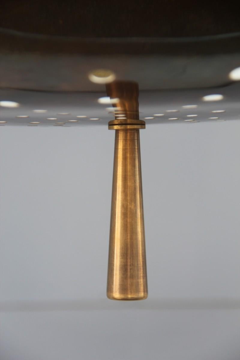 Round Bronzed Modern Italian Chandelier Style Arteluce Arredoluce Metal Brass 5