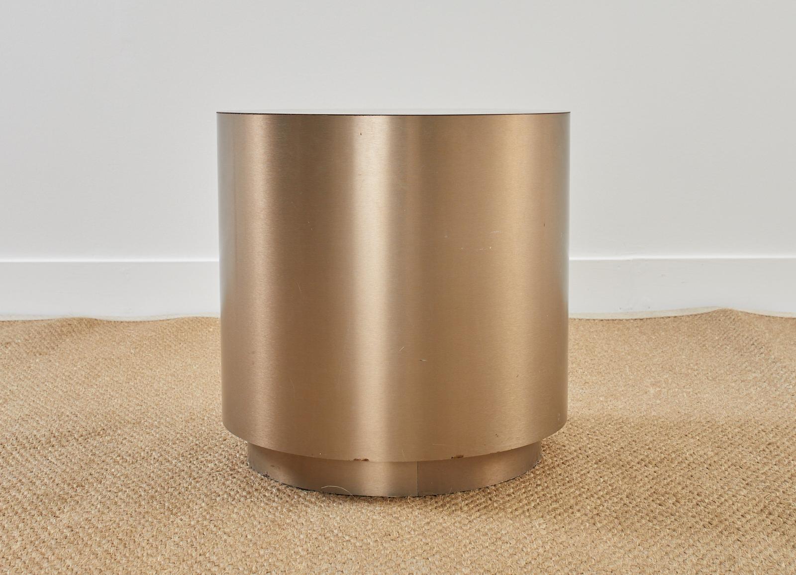 Round Bronzed Steel Veneer Revolving Display Table Stand 3