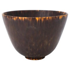 Round Brown Ceramic Bowl - Gunnar Nylund - Rörstrand - Mid-20th Century