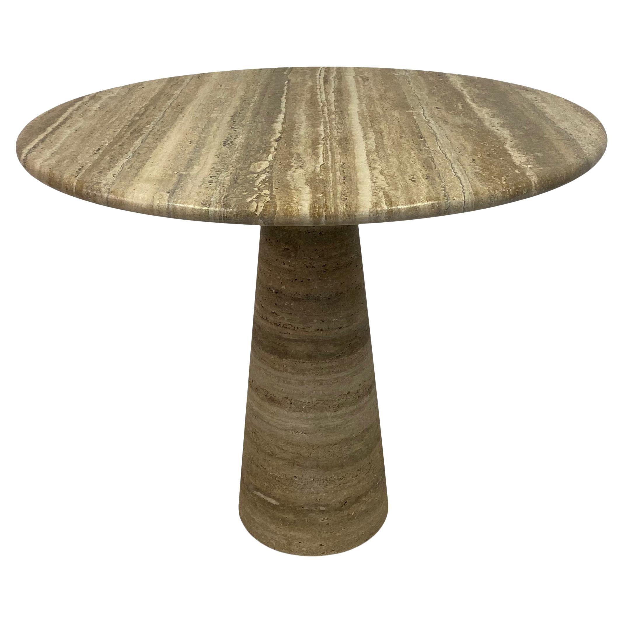 Round Brown Travertine Centre or Dining Table