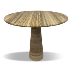Round Brown Travertine Dining or Centre Table