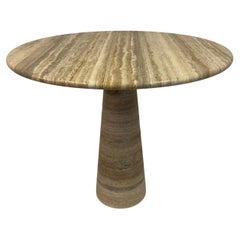 Round Brown Travertine Dining or Centre Table