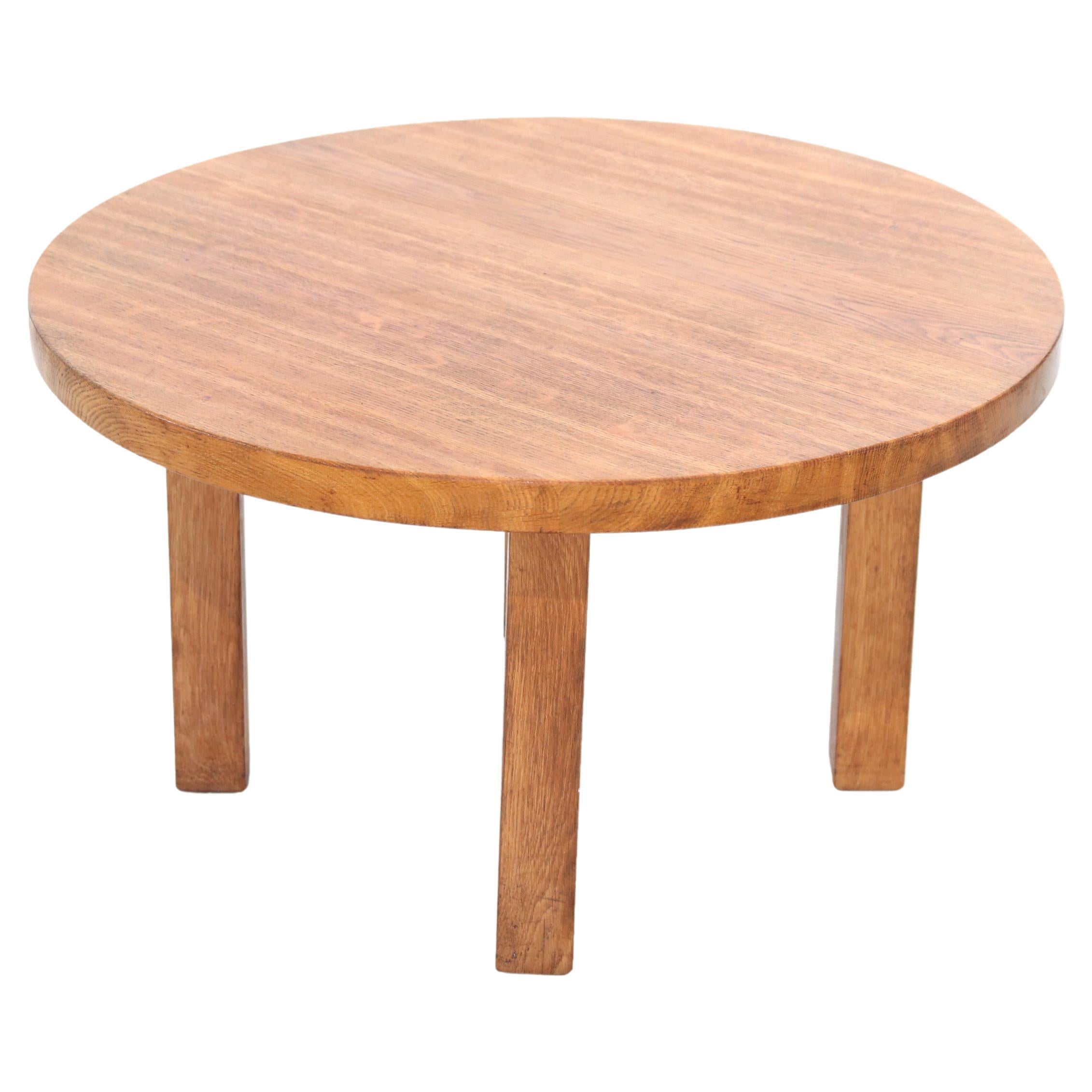 Round Coffee Table in Solid Oak For Sale at 1stDibs