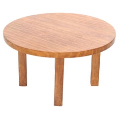 Round Brutalist Artisan Solid Oak Coffee Table