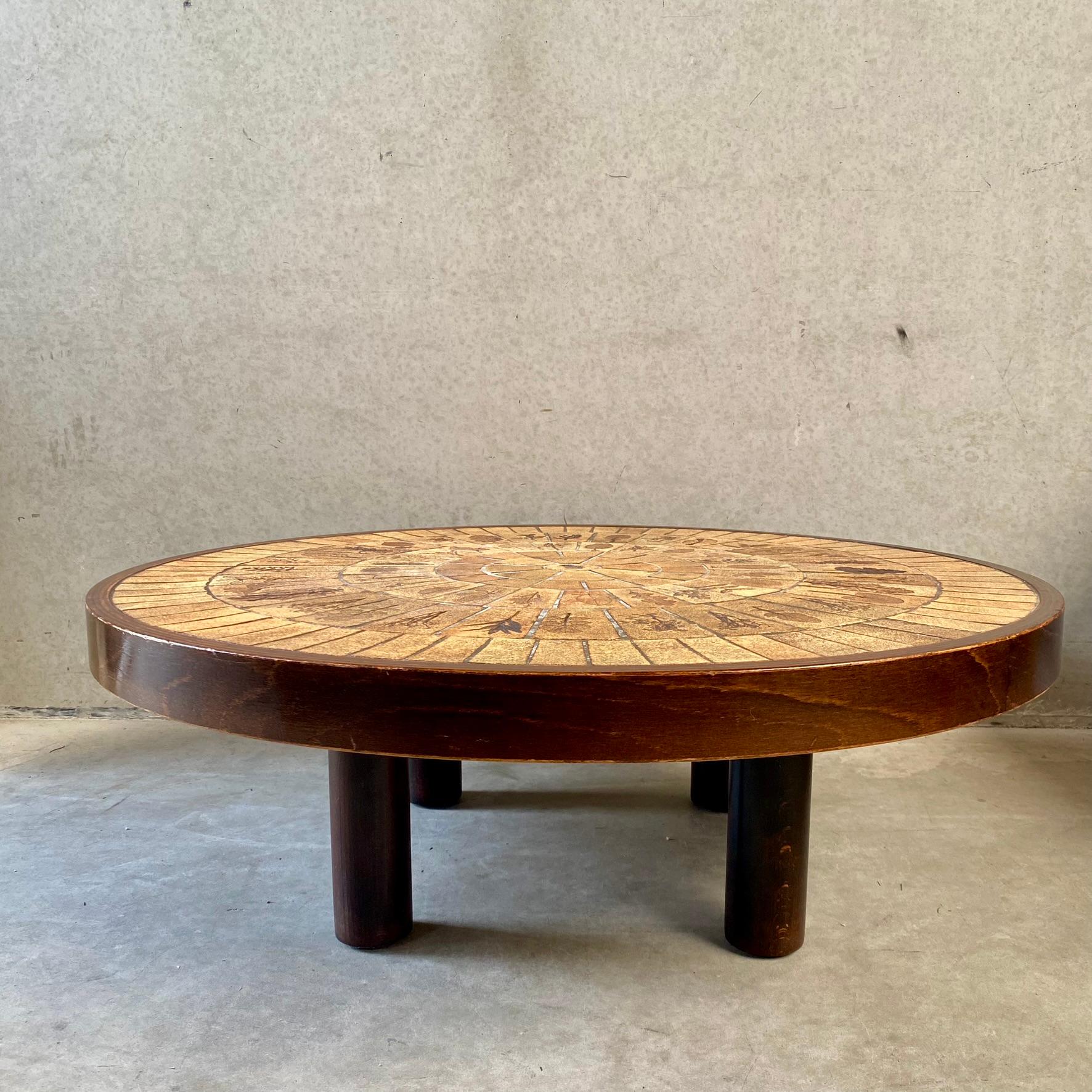 Round Brutalist Ceramic Coffee Table by Roger Capron, France 1960 For Sale 6