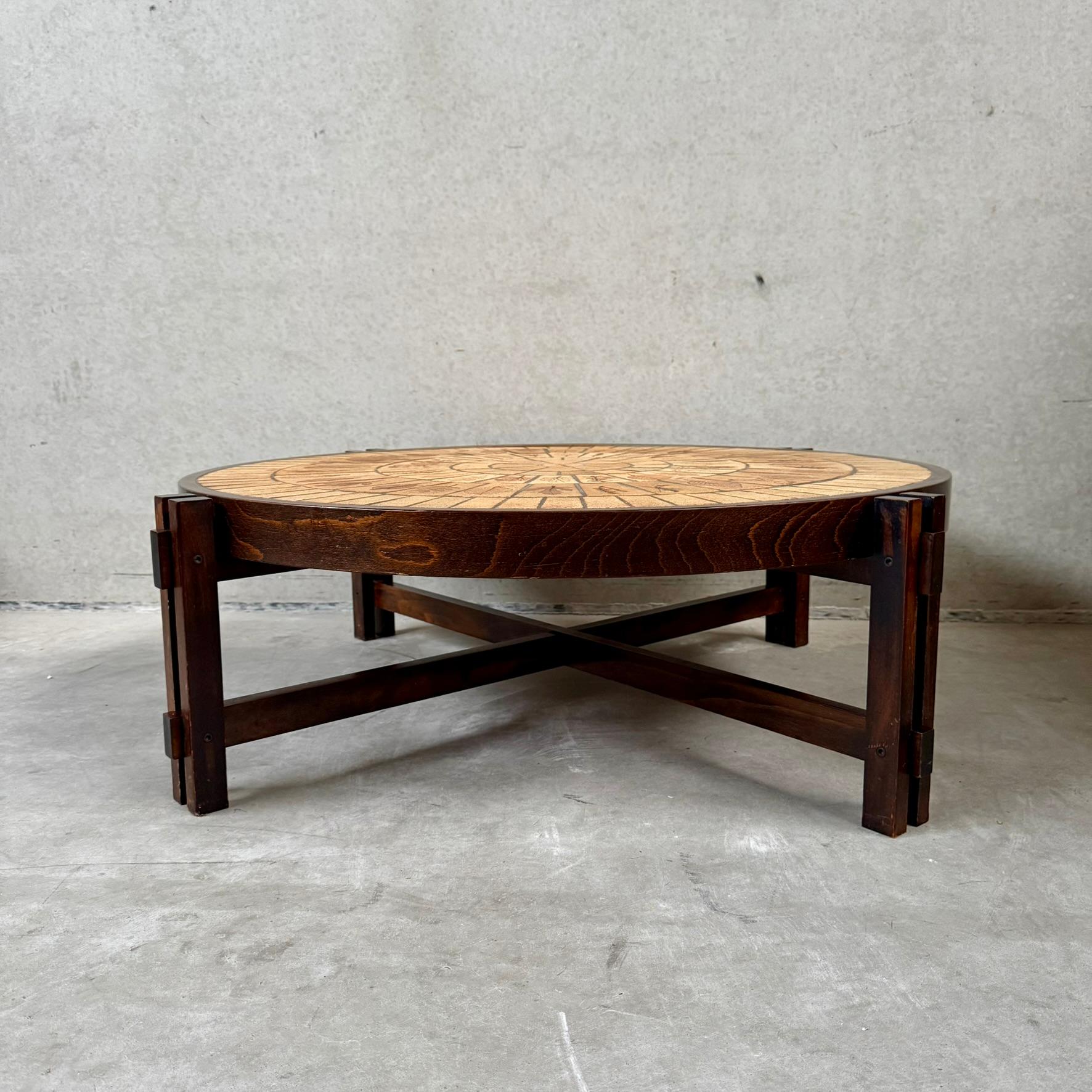 Tavolino rotondo in ceramica brutalista di Roger Capron, Francia 1960 in vendita 5