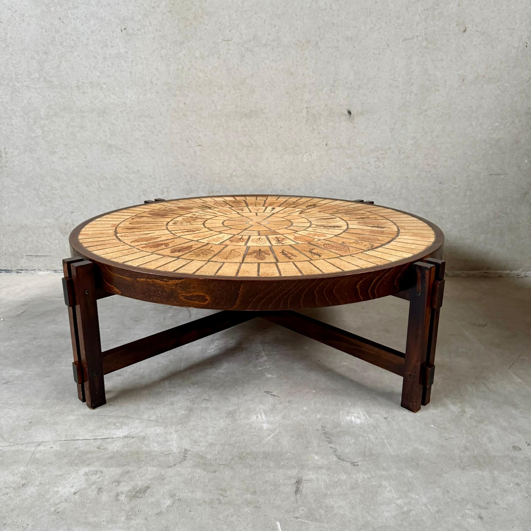 Tavolino rotondo in ceramica brutalista di Roger Capron, Francia 1960 in vendita 9
