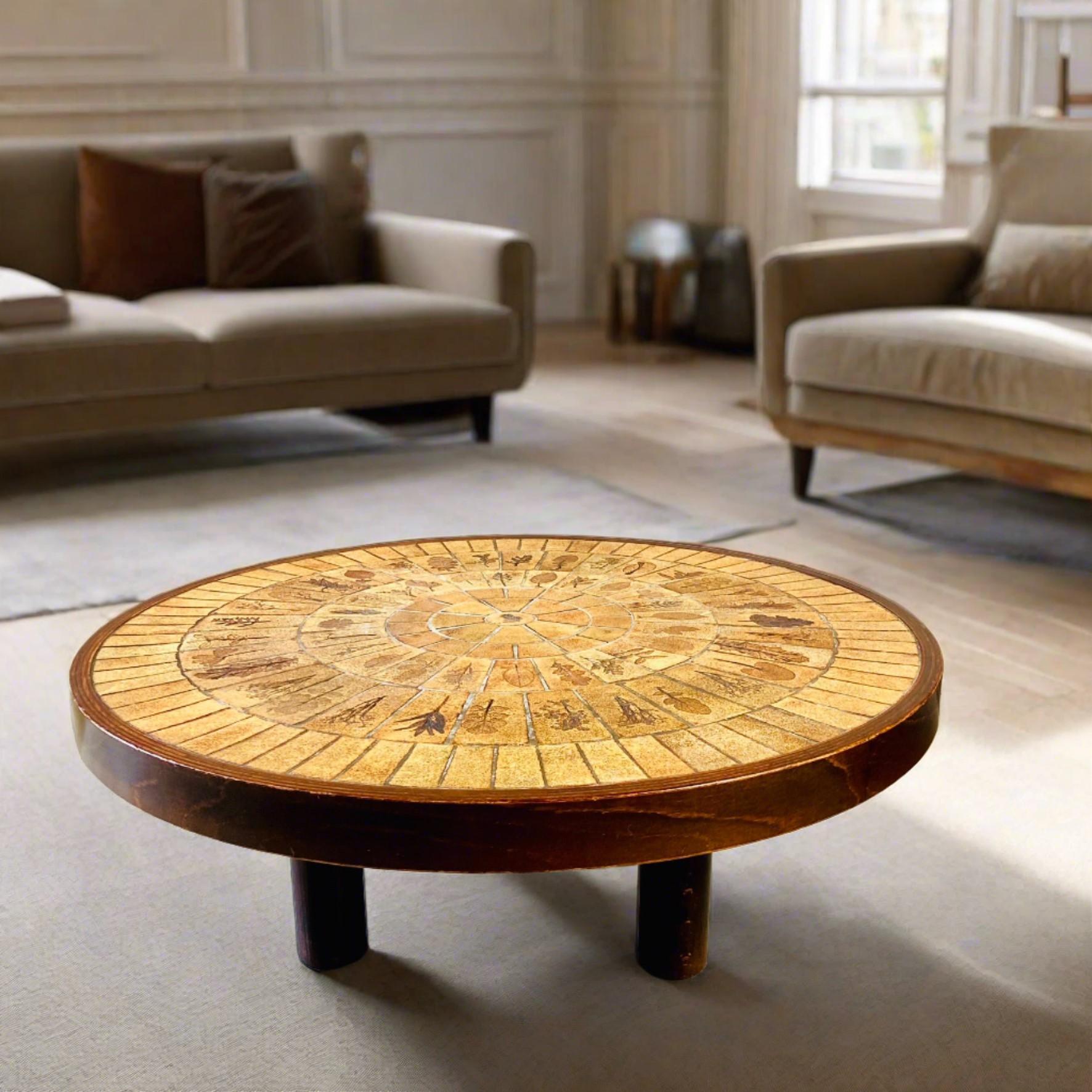 Round Brutalist Ceramic Coffee Table by Roger Capron, France 1960 In Good Condition In DE MEERN, NL