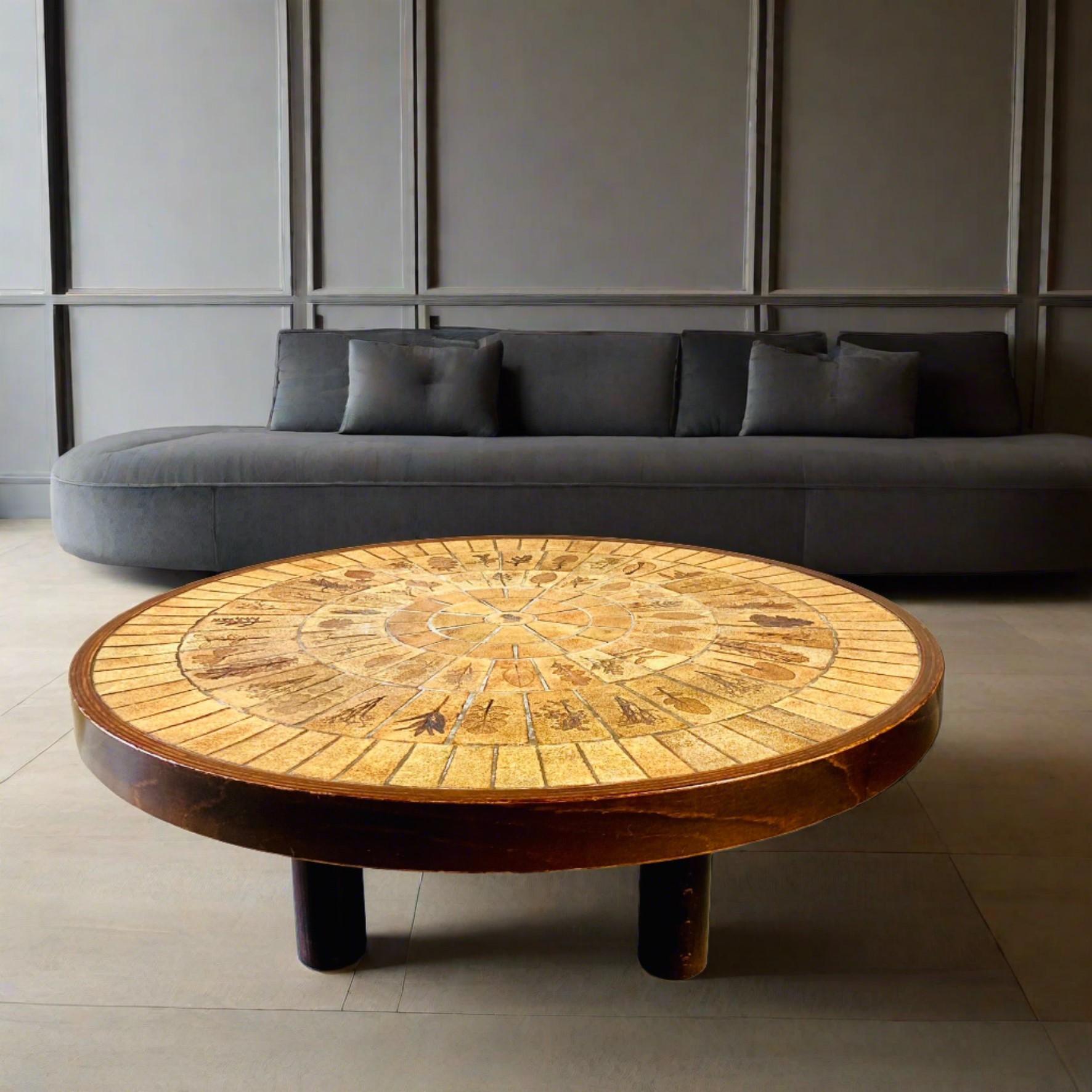 Round Brutalist Ceramic Coffee Table by Roger Capron, France 1960 1