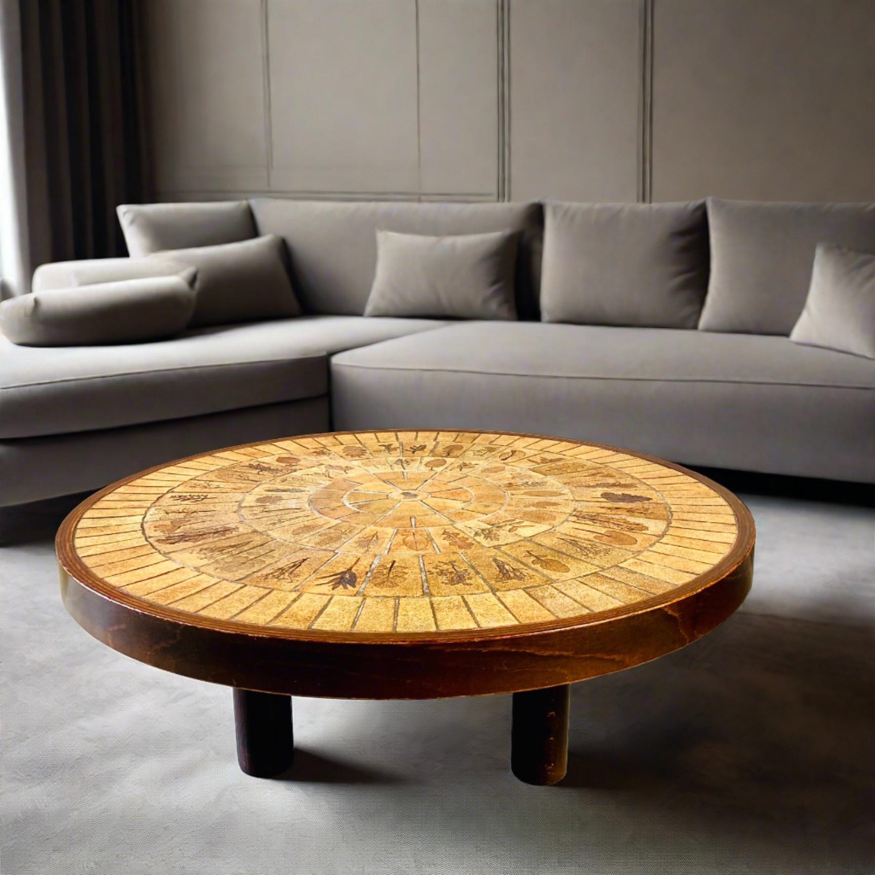 Round Brutalist Ceramic Coffee Table by Roger Capron, France 1960 For Sale 2