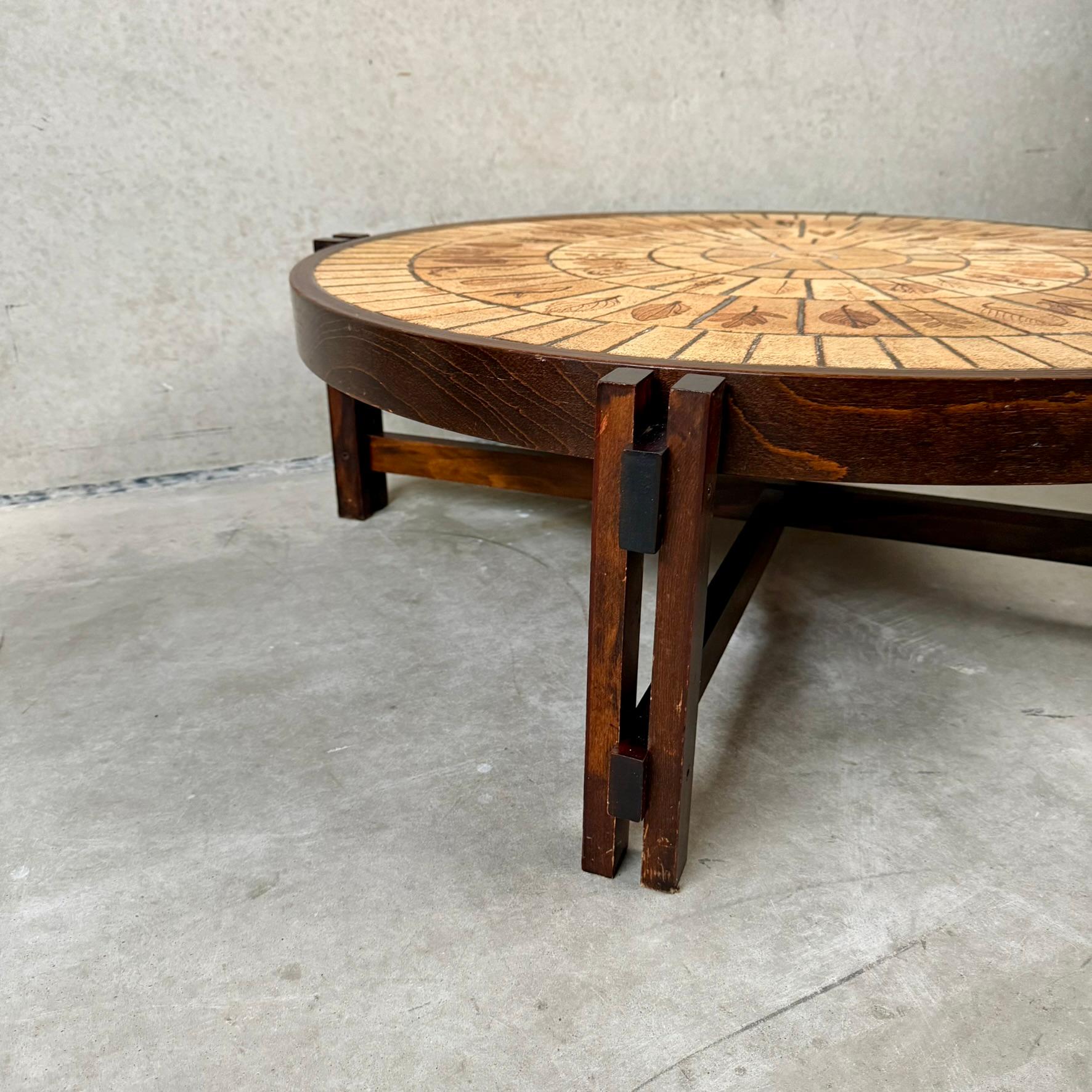 Tavolino rotondo in ceramica brutalista di Roger Capron, Francia 1960 in vendita 1