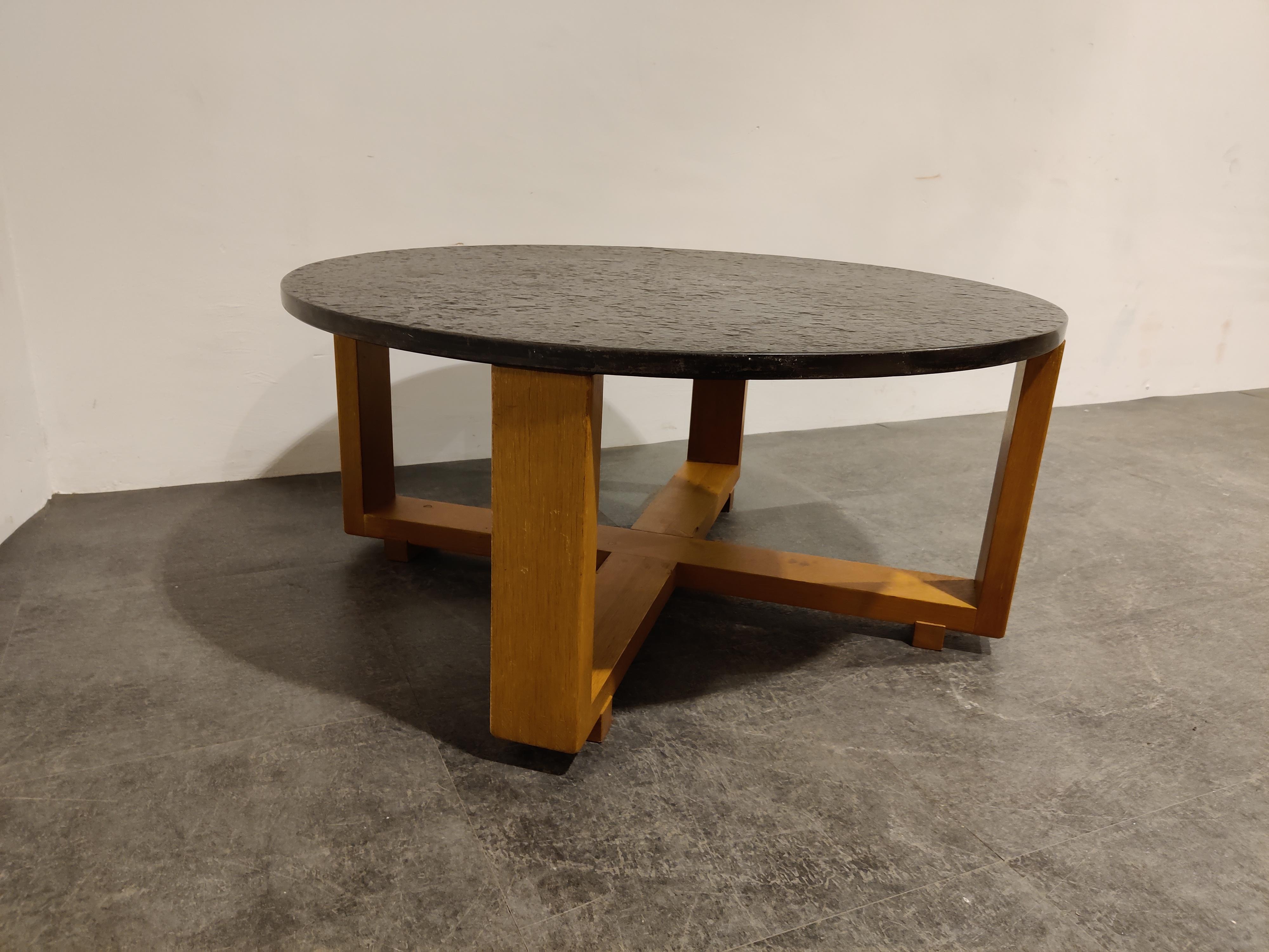 Round Brutalist Coffee Table, 1960s 5