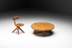 Round Brutalist Coffee Table, France, 1950s