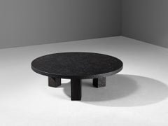 Round Brutalist Coffee Table with Stone Look