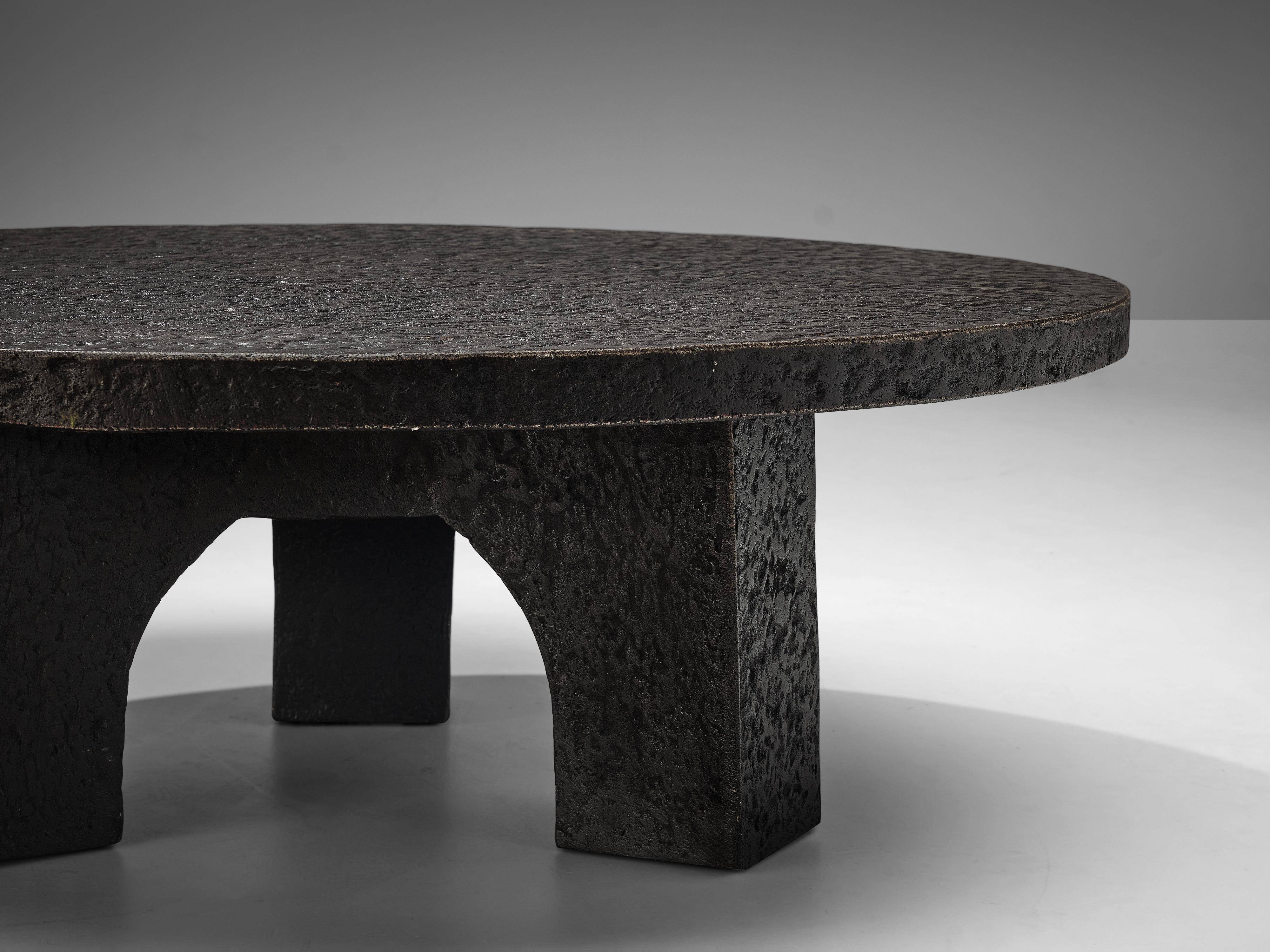 black stone round coffee table