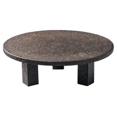 Round Brutalist Coffee Table with Stone Look