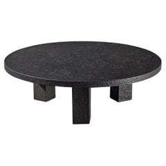 Round Brutalist Coffee Table with Stone Look