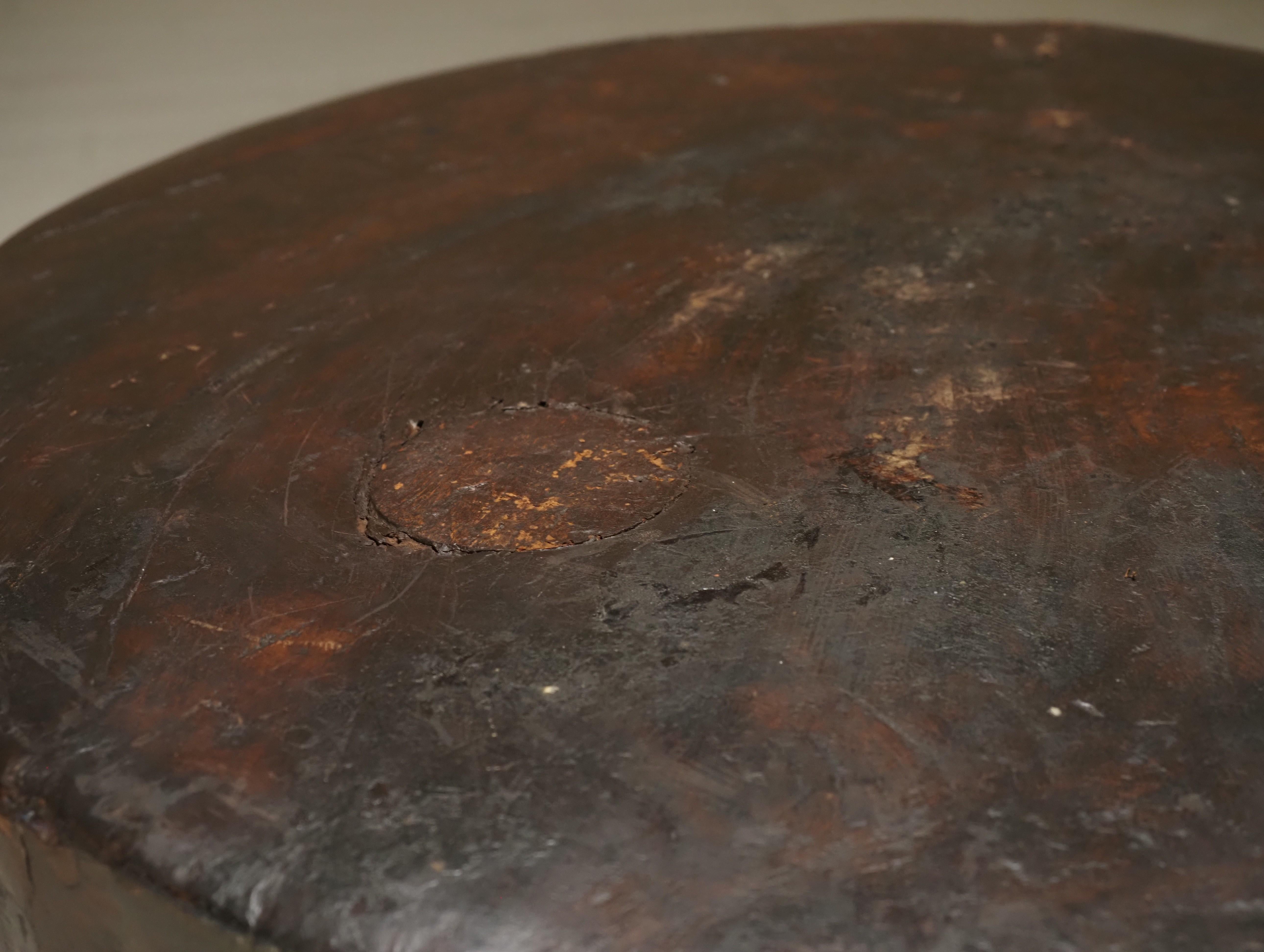 Early 20th Century Round brutalist side table For Sale