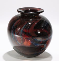 Round Bud Vase, Early American Studio Art Glass 1981