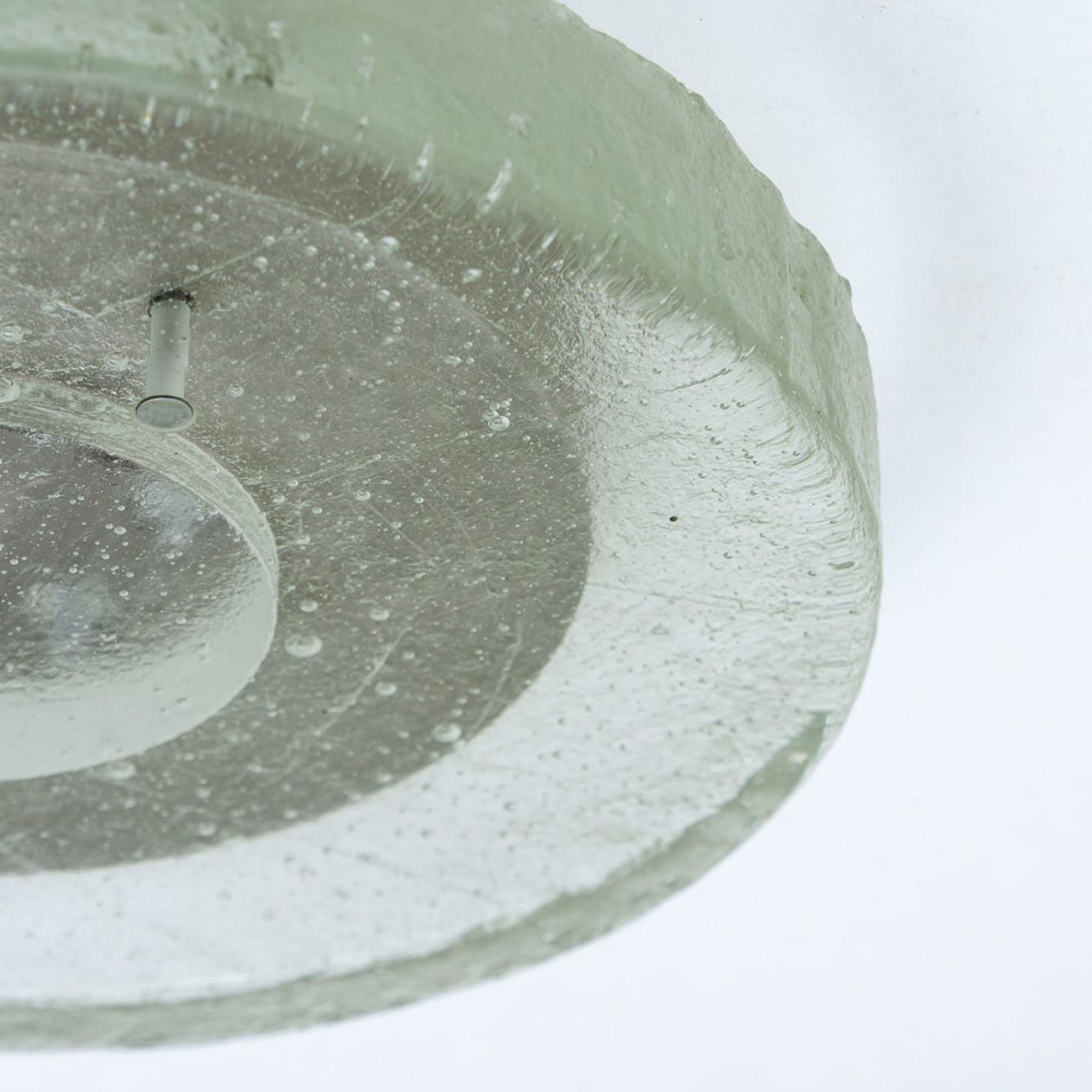 Monture encastrée ronde Bulls Eye en verre de glace épais et acier inoxydable en vente 2