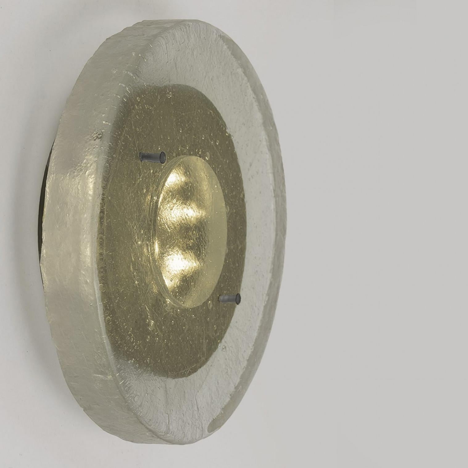 Monture encastrée ronde Bulls Eye en verre de glace épais et acier inoxydable en vente 5