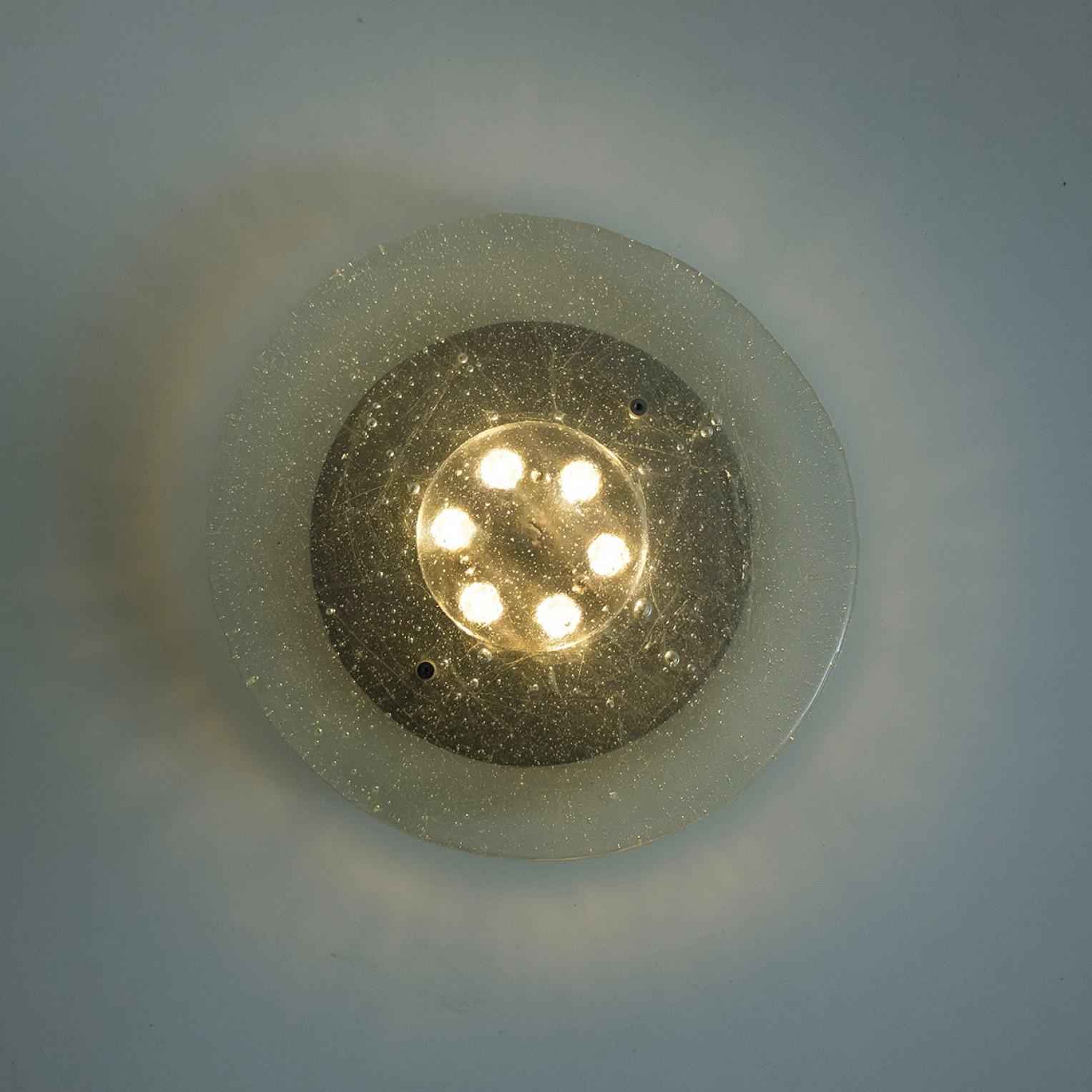 Monture encastrée ronde Bulls Eye en verre de glace épais et acier inoxydable en vente 8