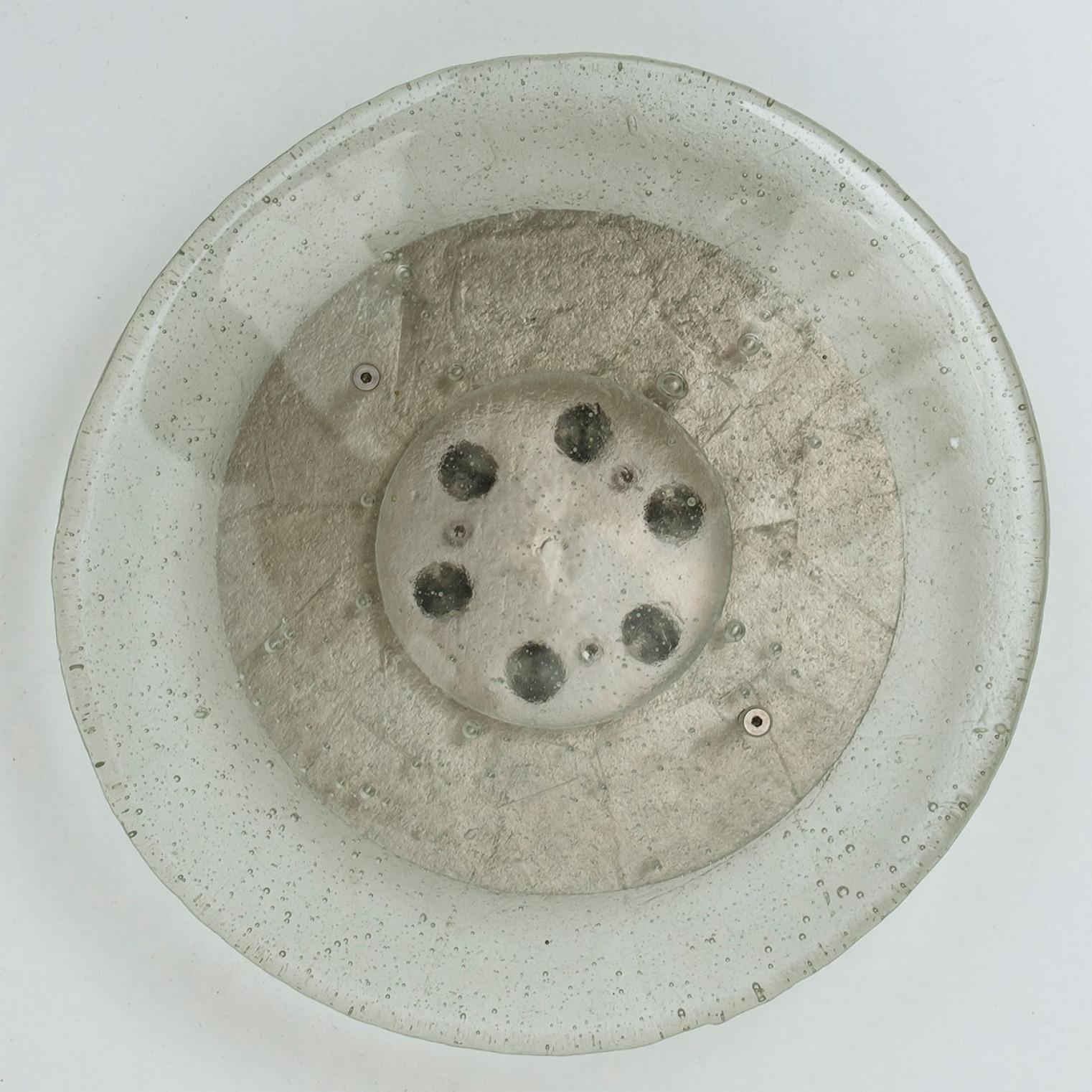 Moderne Monture encastrée ronde Bulls Eye en verre de glace épais et acier inoxydable en vente