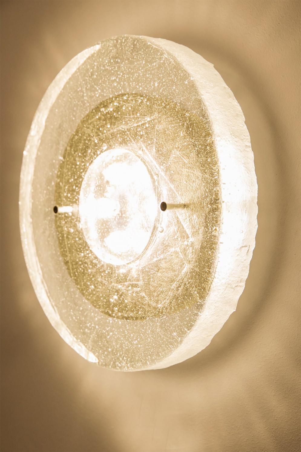 Néerlandais Monture encastrée ronde Bulls Eye en verre de glace épais et acier inoxydable en vente