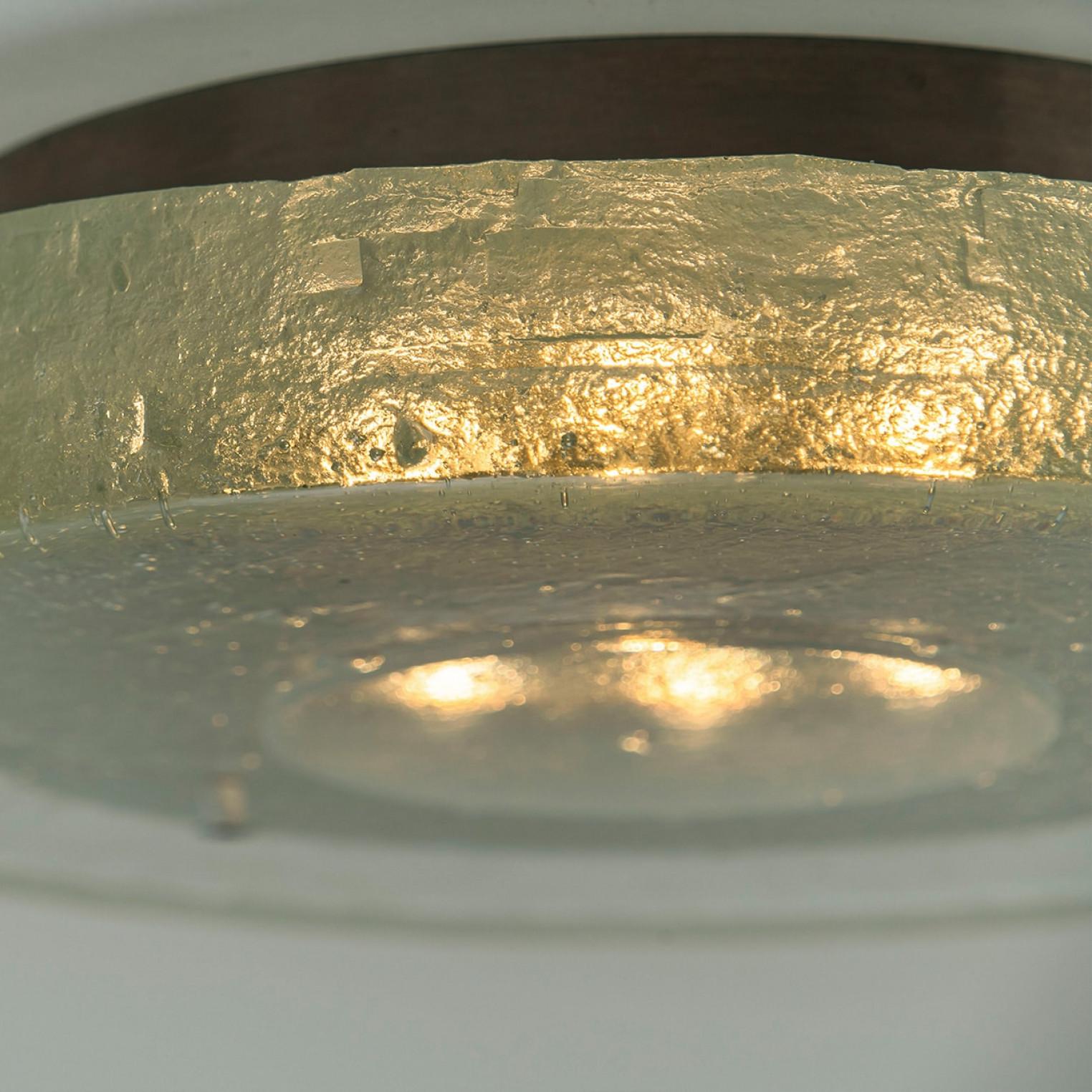 XXIe siècle et contemporain Monture encastrée ronde Bulls Eye en verre de glace épais et acier inoxydable en vente