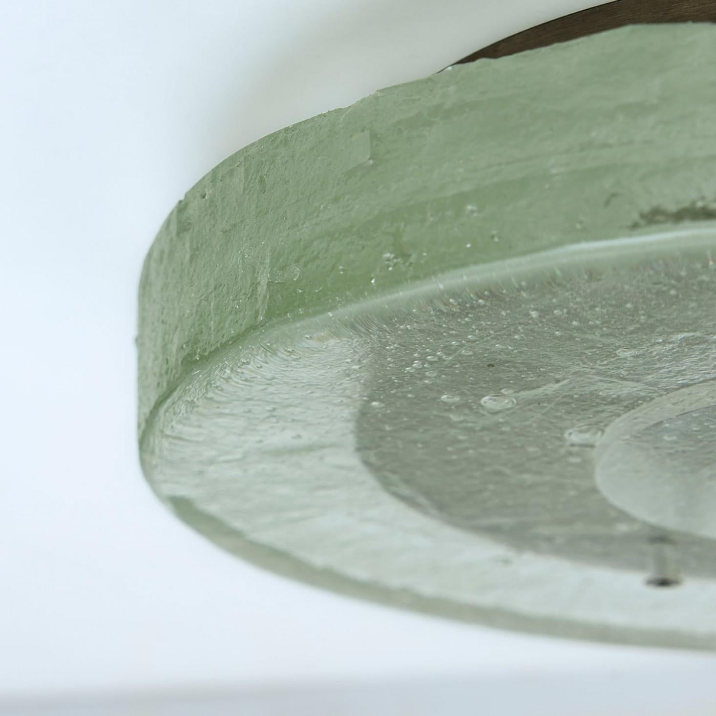 Laiton Monture encastrée ronde Bulls Eye en verre de glace épais et acier inoxydable en vente