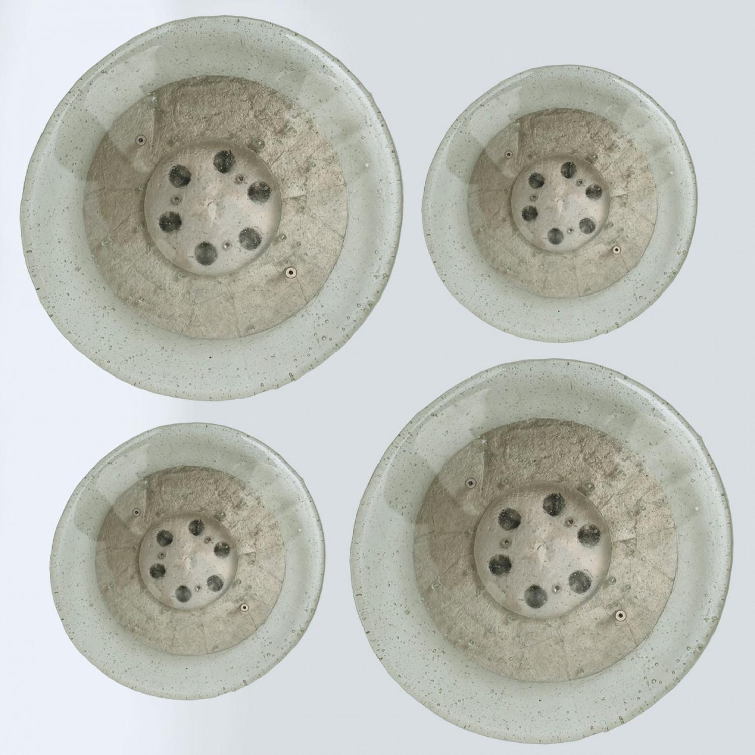 Monture encastrée ronde Bulls Eye en verre de glace épais et acier inoxydable en vente 1