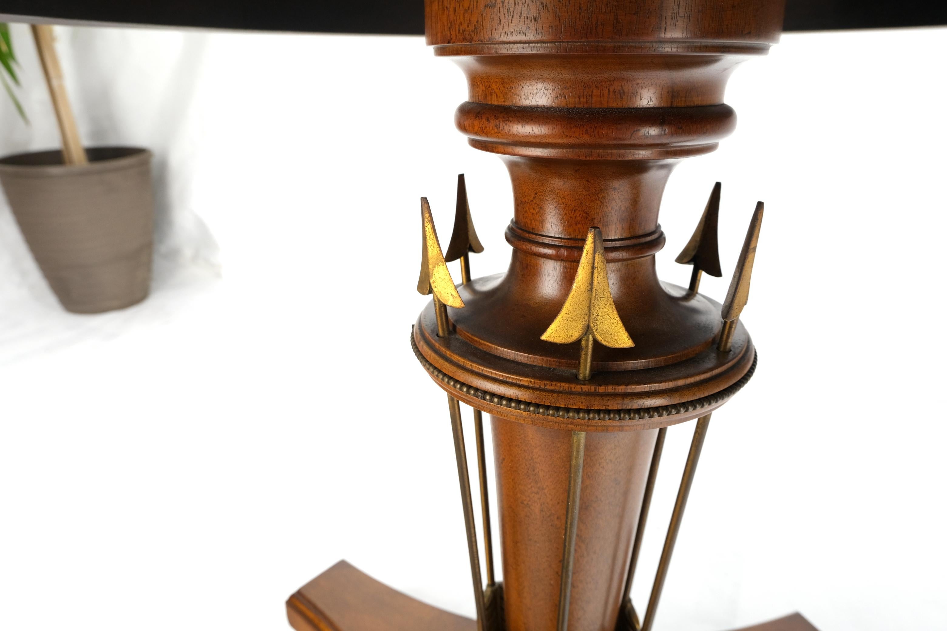 Neoclassical Revival Round Burl Gold Arrows Decorated Base Tripod Base Gueridon Center Table Stand