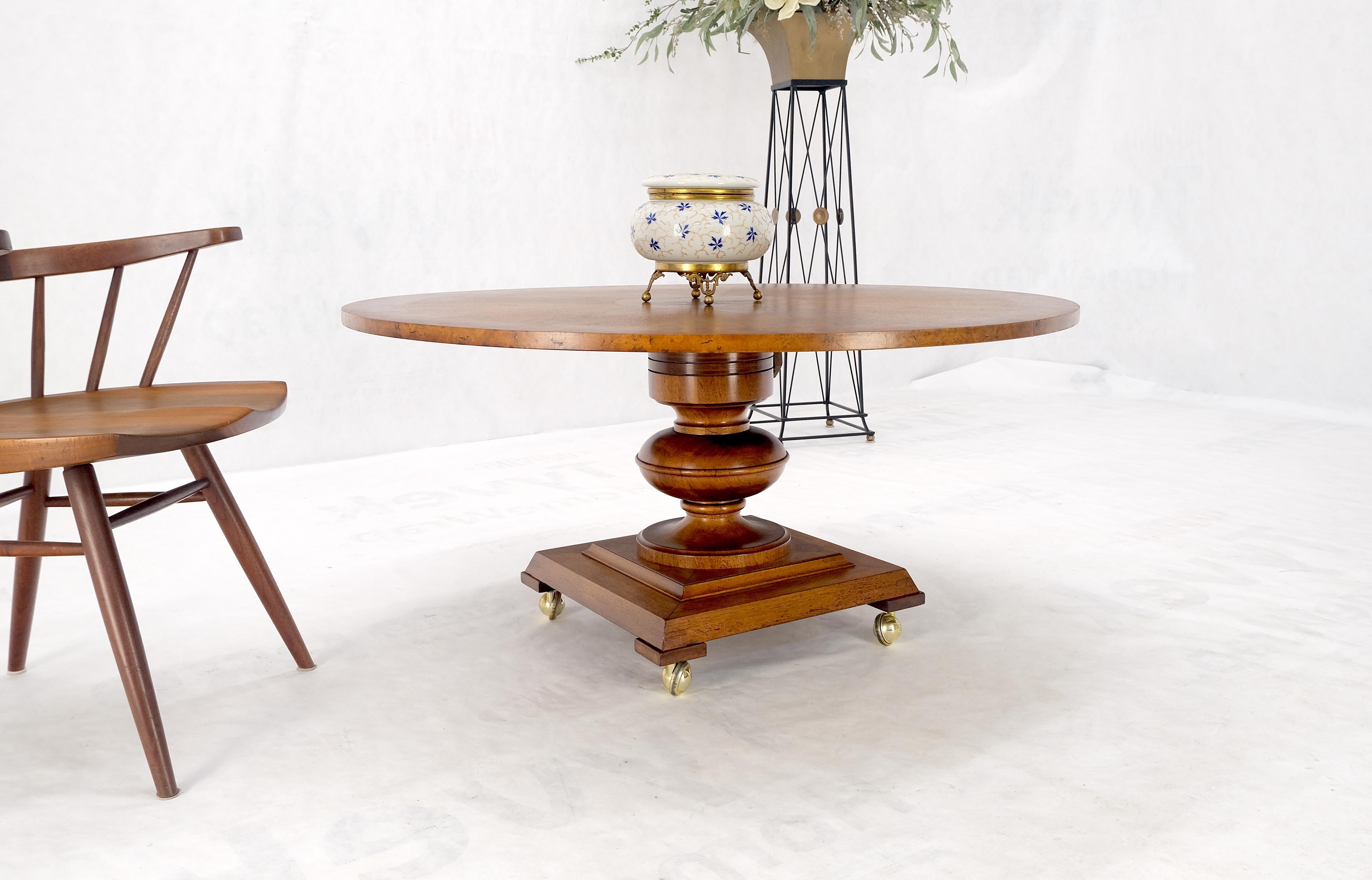 Round Burl Wood Adjustable Height Single Pedestal Base Dining-Coffee Table MINT! im Angebot 2