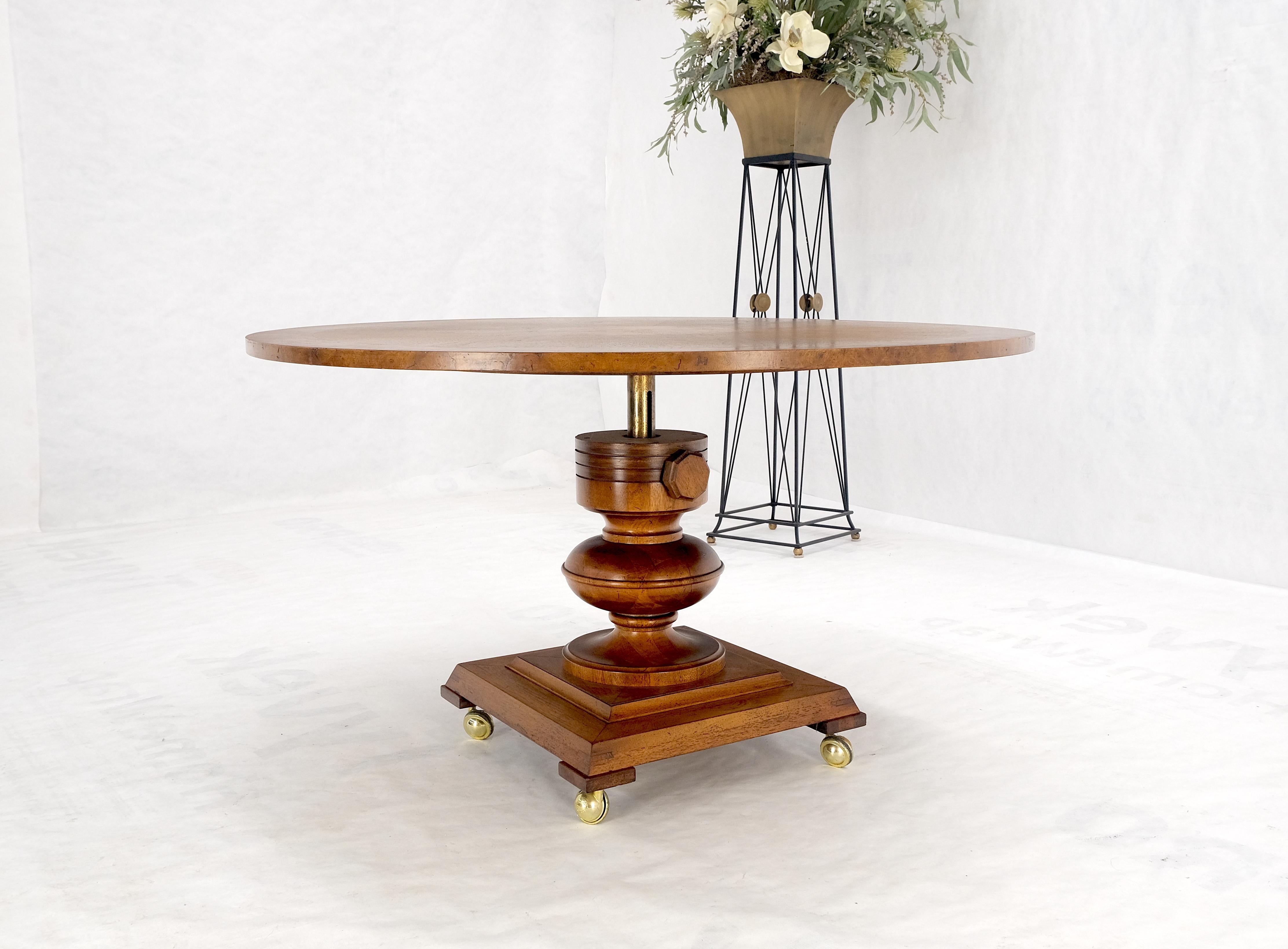 Round Burl Wood Adjustable Height Single Pedestal Base Dining-Coffee Table MINT!
Rare adjustable height Table 25-29