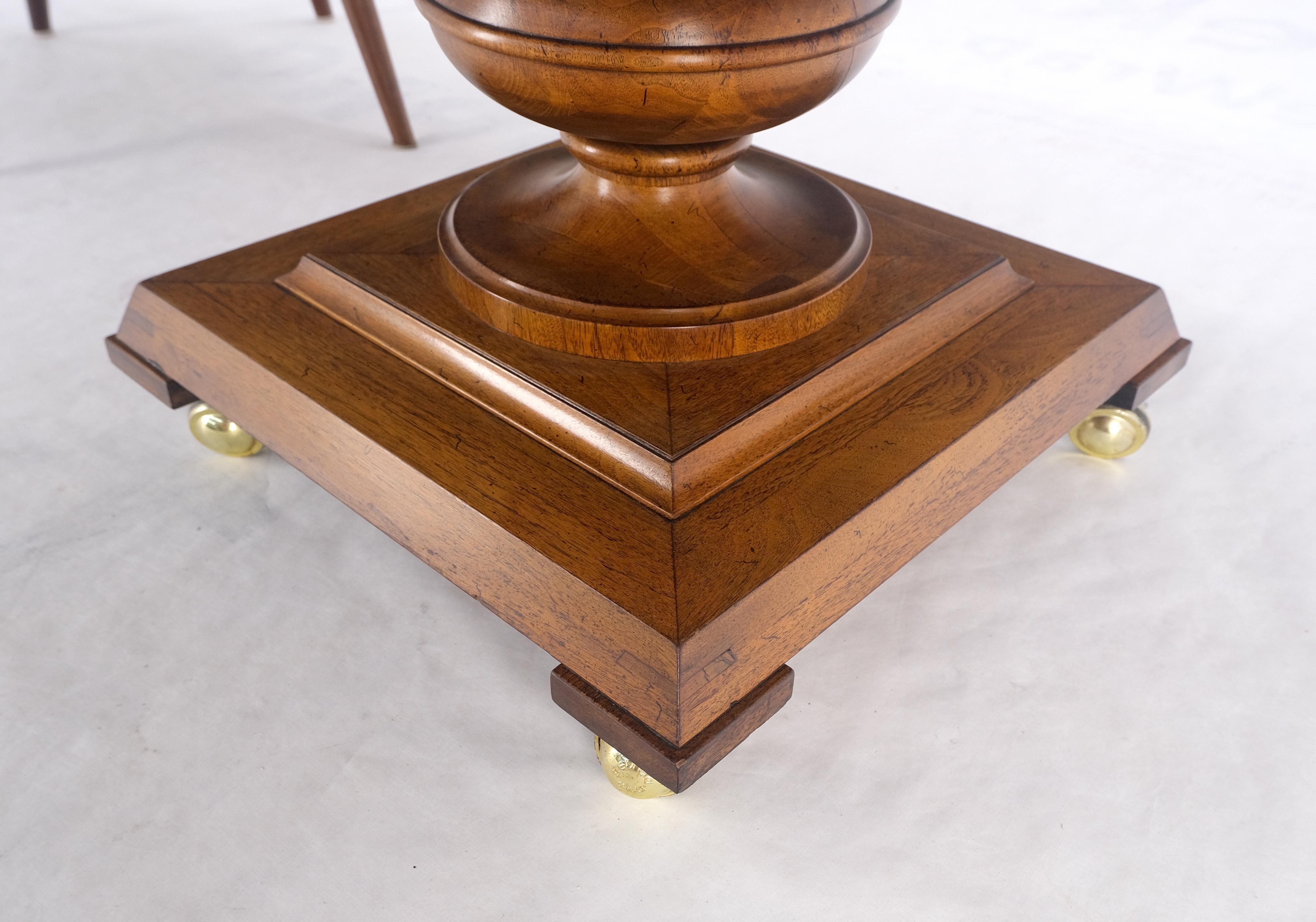 American Round Burl Wood Adjustable Height Single Pedestal Base Dining-Coffee Table MINT! For Sale