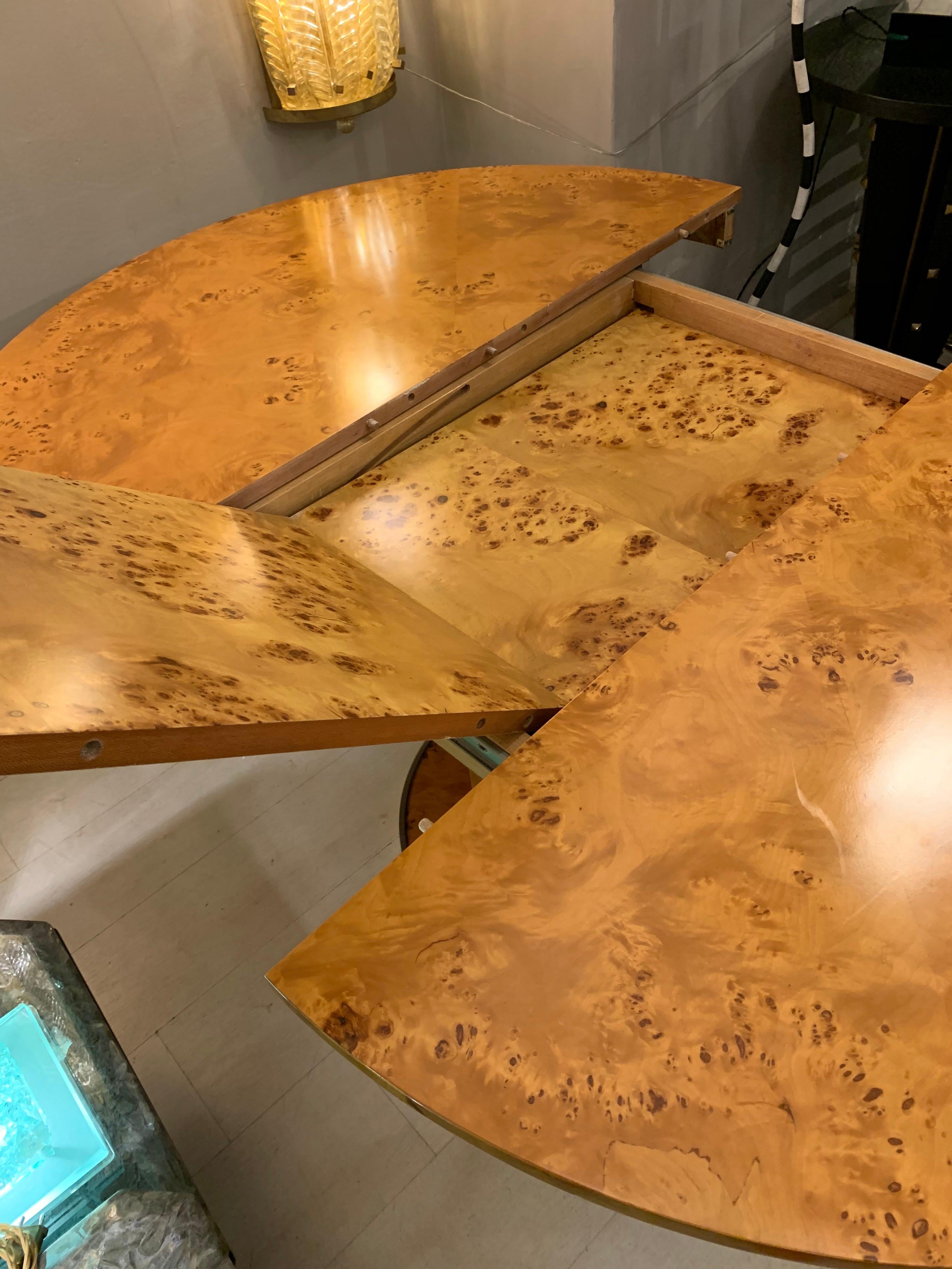 Round Burl Wood Dining Table with Central Pedestal Base by J. C. Mahey , 1980s 2