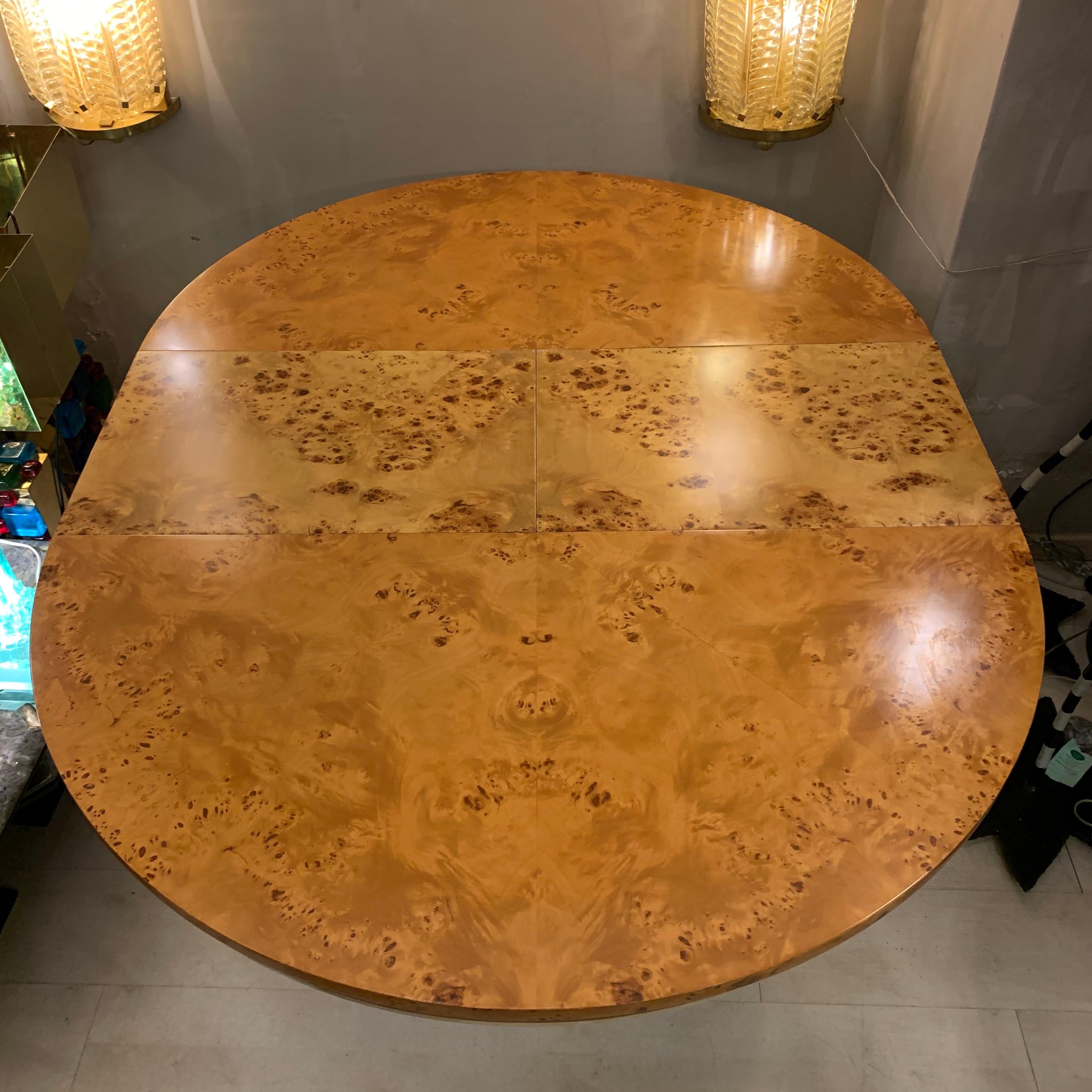 Round Burl Wood Dining Table with Central Pedestal Base by J. C. Mahey , 1980s 3