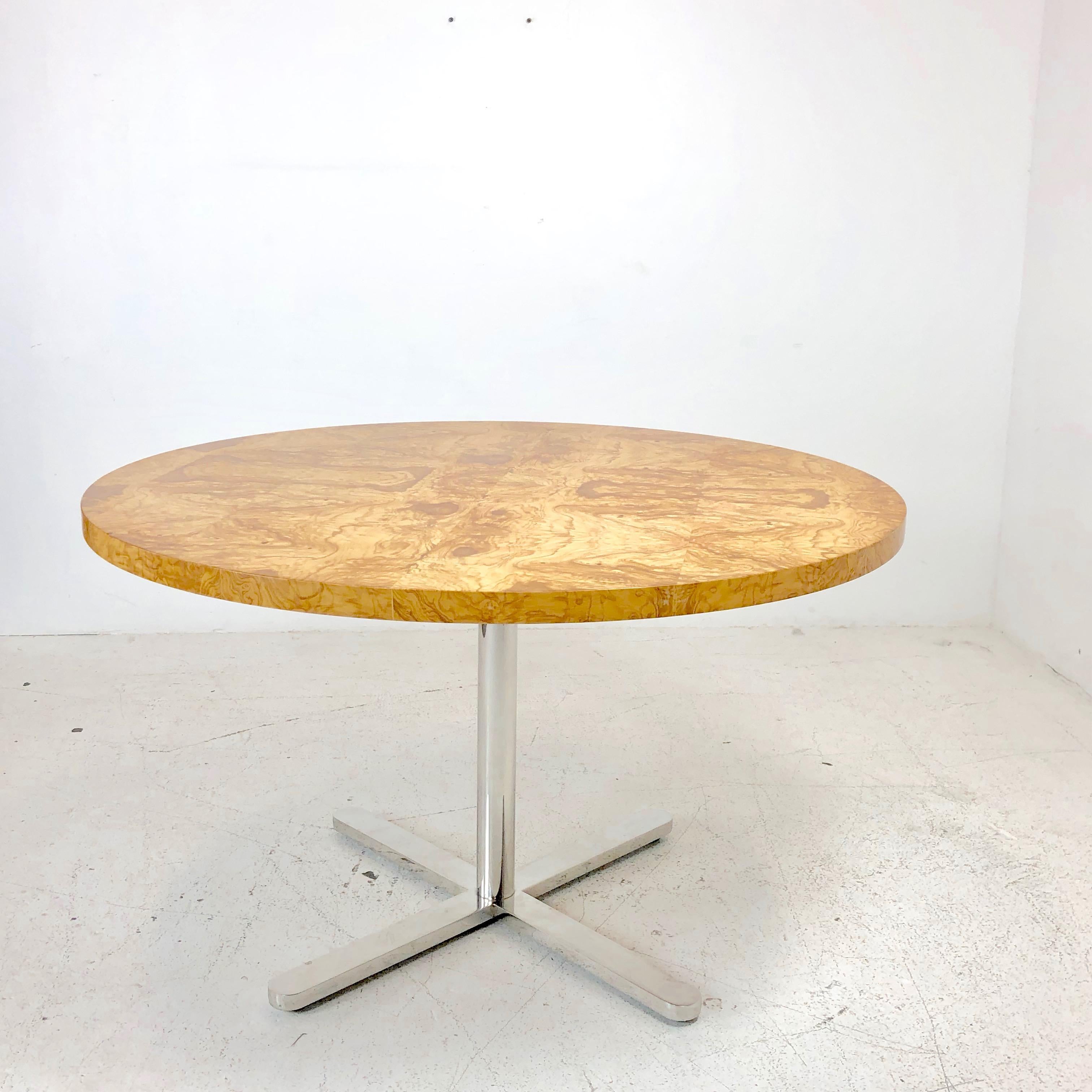 burl wood round dining table