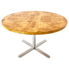 Round Burl Wood Dining Table with Star Pedestal Base in the Style of Pace