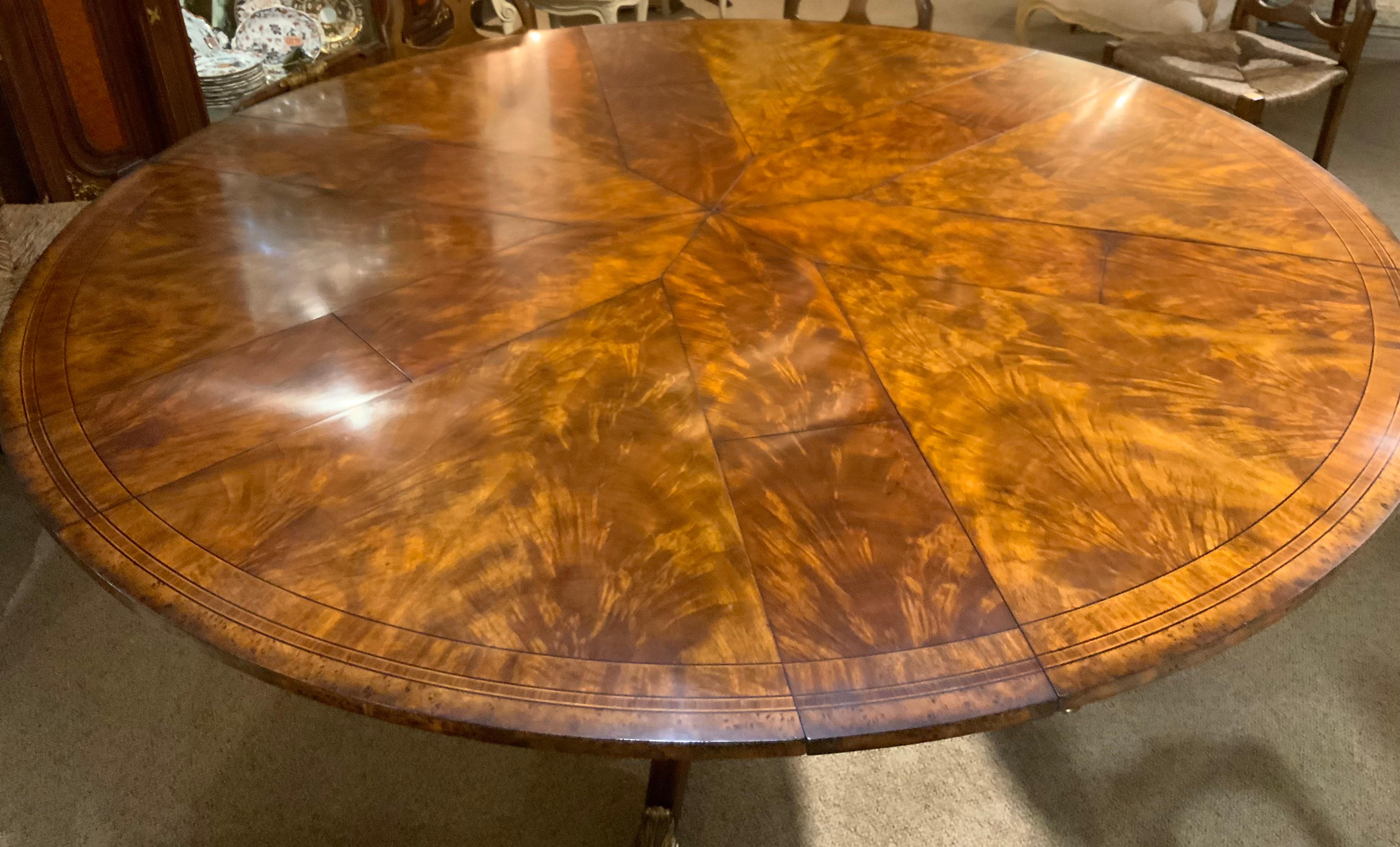 Round burled wood  Jupe dining table by Theodore Alexander In Excellent Condition In Houston, TX