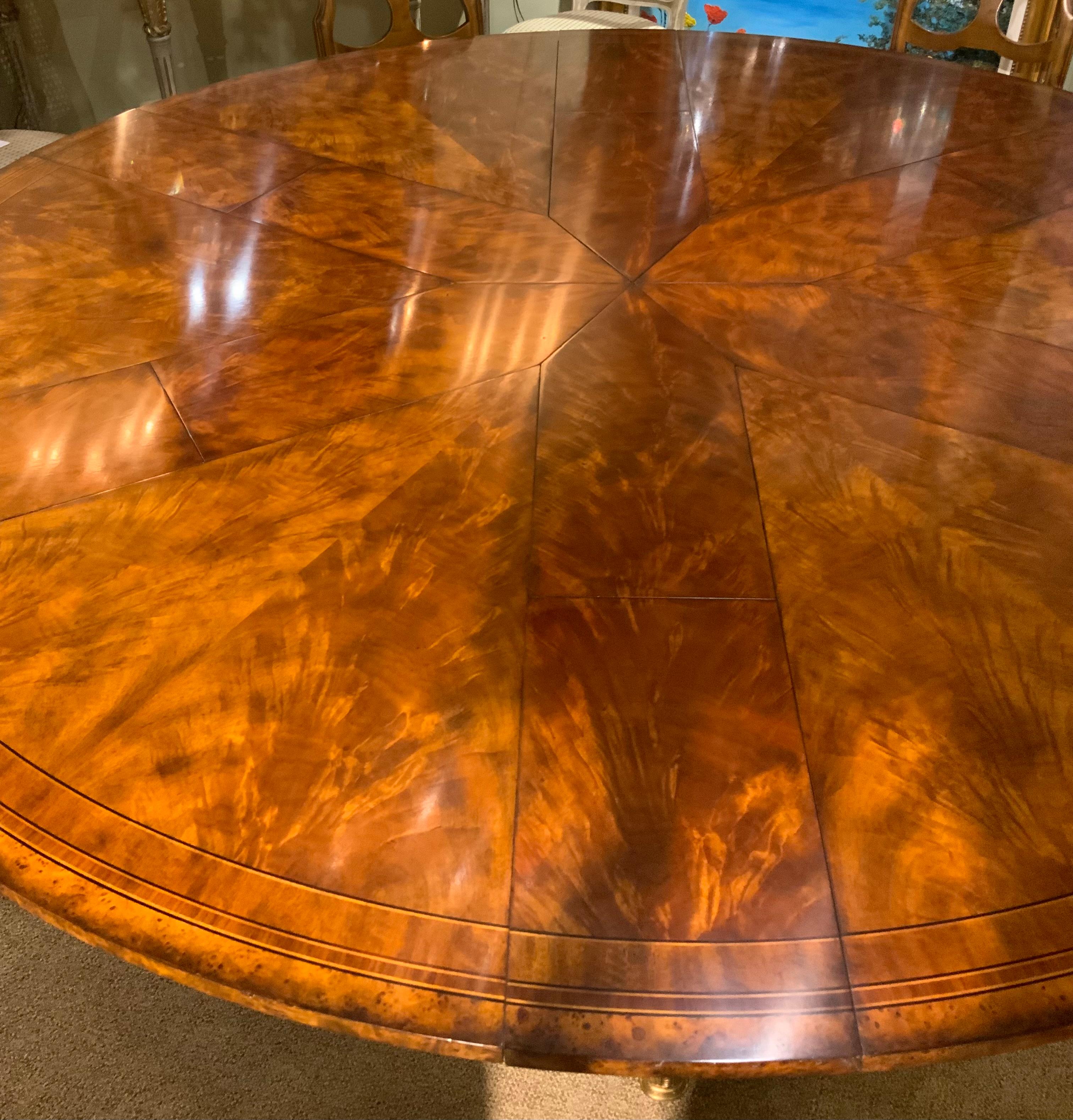 Round burled wood  Jupe dining table by Theodore Alexander 1