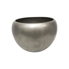 Round Burnished Platinum Lustre Ceramic Bowl by Sandi Fellman