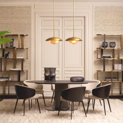 Round Cabinet in Brushed Brass, Black Finish and Smoke Glass