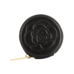 Round Camellia Coin Purse Leather